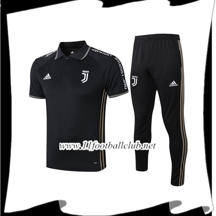 Le Nouveaux Ensemble Polo Juventus + Pantalon Noir 2019/2020 Flocage