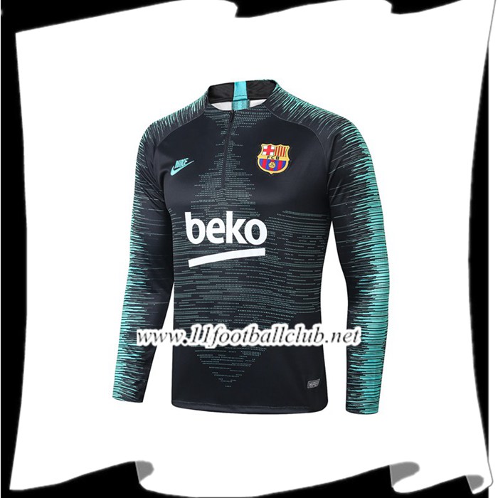 Le Nouveaux Sweatshirt Training FC Barcelone Beko Noir Vert 2019/2020 Flocage