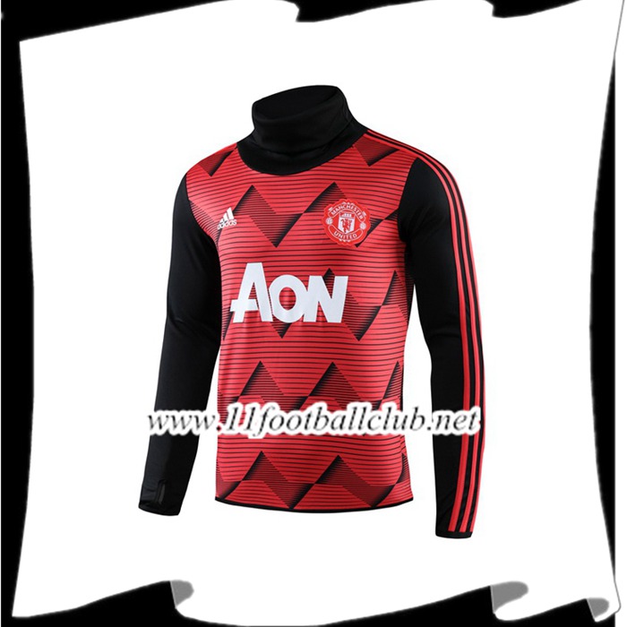 Le Nouveaux Sweatshirt Training Manchester United Rouge Col Haut 2019/2020 Flocage