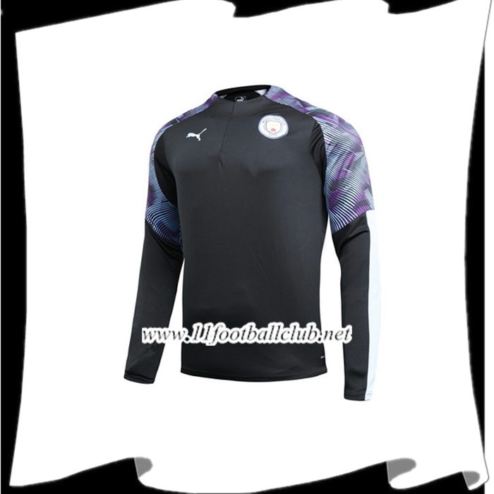 Le Nouveau Sweatshirt Training Manchester City Noir/Pourpre 2019/2020 Personnalisé