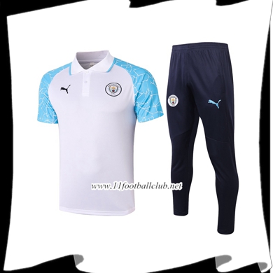 Le Nouveau Ensemble Polo Manchester City + Pantalon Blanc 2020/2021
