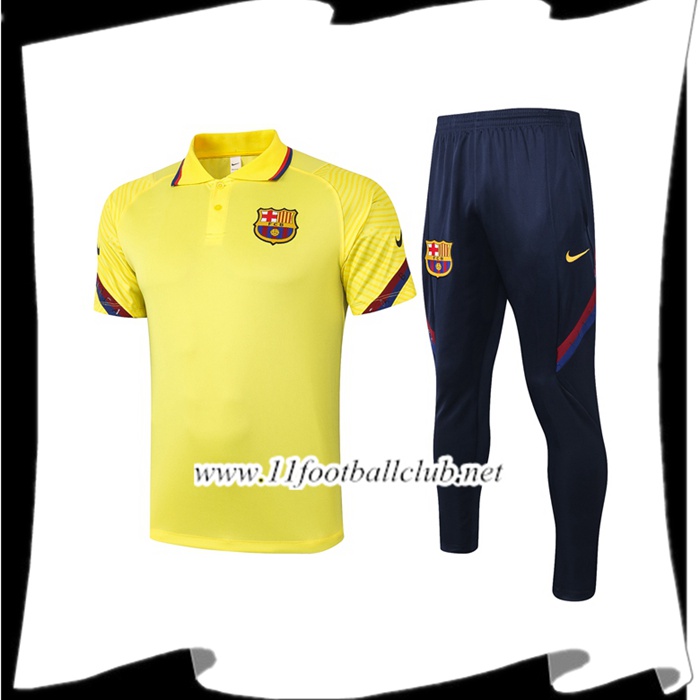 Le Nouveau Ensemble Polo FC Barcelone + Pantalon Jaune 2020/2021 Officiel