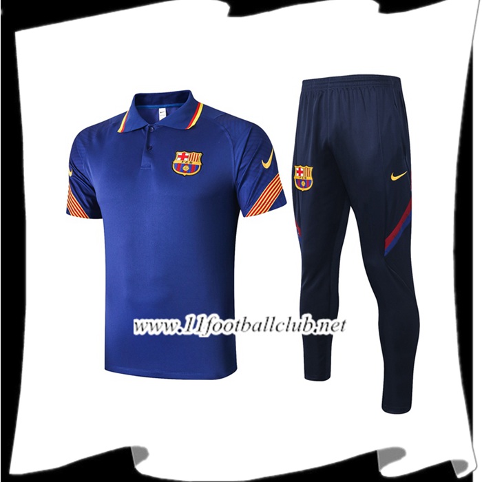 Le Nouveaux Ensemble Polo FC Barcelone + Pantalon Bleu 2020/2021