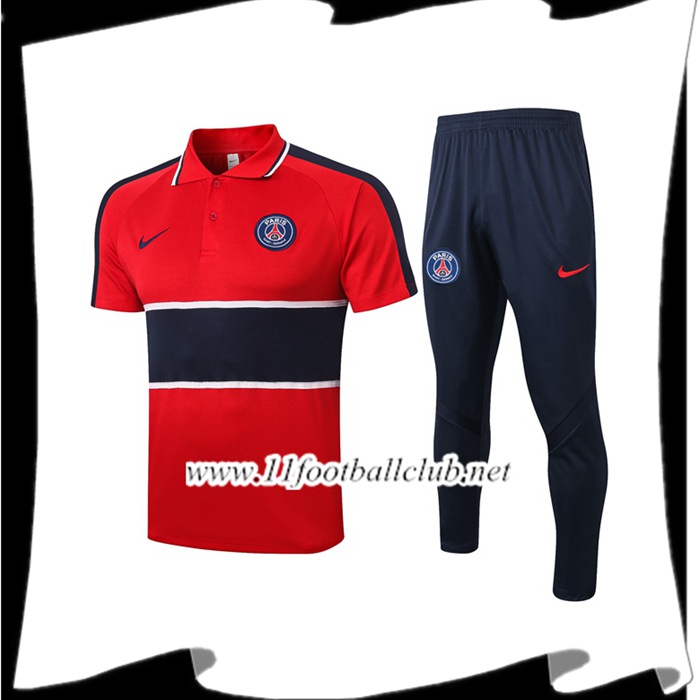 Le Nouveaux Ensemble Polo Paris PSG + Pantalon Rouge 2020/2021 Junior