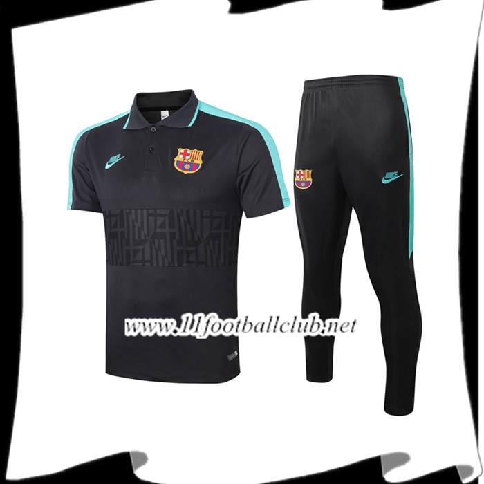 Le Nouveaux Ensemble Polo FC Barcelone + Pantalon Noir 2020/2021 Authentic