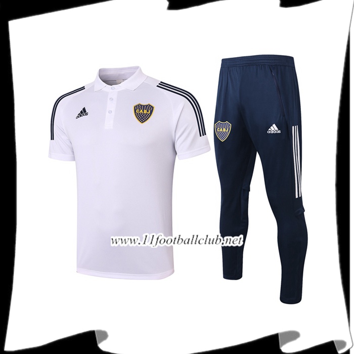 Le Nouveau Ensemble Polo Boca Juniors + Pantalon Blanc 2020/2021
