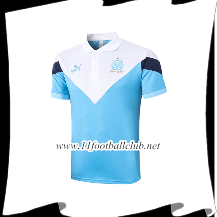 Le Nouveaux Polo Foot Marseille OM Blanc Bleu 2020/2021 Junior