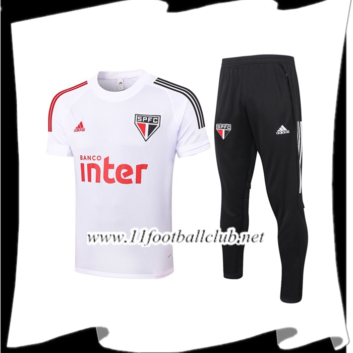 Le Nouveaux Ensemble Training T-Shirts Sao Paulo FC + Pantalon Blanc 2020/2021