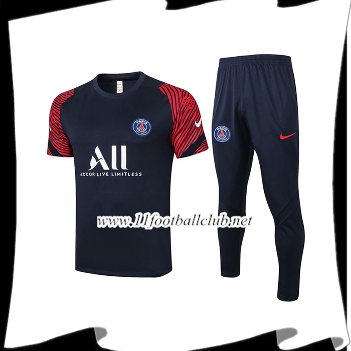 Ensemble Training T-Shirts Paris PSG + Pantalon Bleu Royal 2020/2021