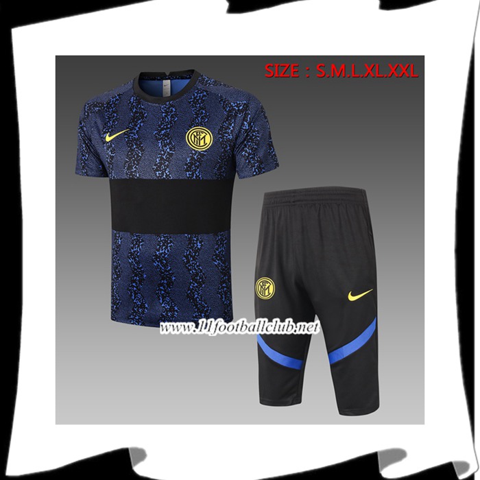 Nouveau Ensemble Training T-Shirts Inter Milan + Pantalon 3/4 Bleu 2020/2021