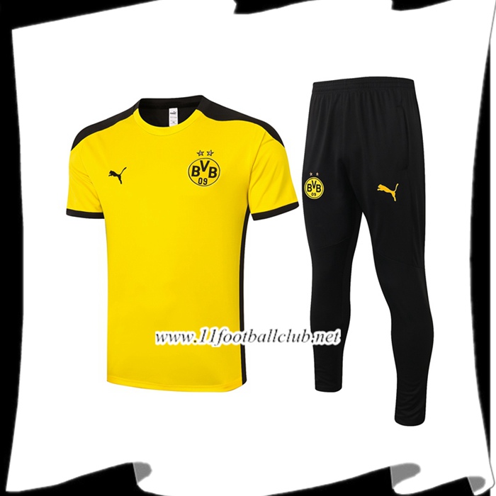 Le Nouveau Ensemble Training T-Shirts Dortmund BVB + Pantalon Jaune 2020/2021