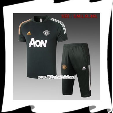 Ensemble Training T-Shirts Manchester United + Pantalon 3/4 Vert 2020/2021