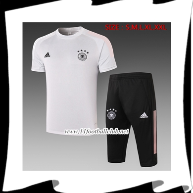 Ensemble Training T-Shirts Allemagne + Pantalon 3/4 Gris 2020/2021