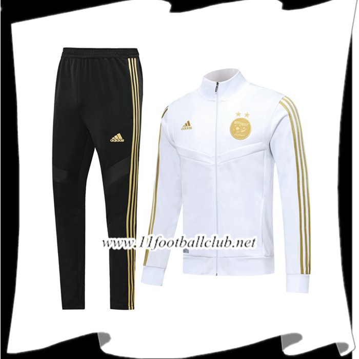 Le Nouveaux Ensemble Veste Survetement de Foot Algerie Blanc 2019/2020 Junior