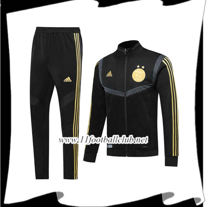 Le Nouveau Ensemble Veste Survetement de Foot Algerie Noir 2019/2020 Vintage