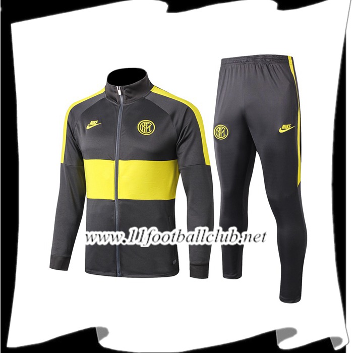 Le Nouveaux Ensemble Veste Survetement Inter Milan Gris/Jaune 2019/2020 Junior