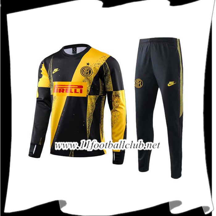 Le Nouveaux Ensemble Survetement de Foot Inter Milan Orange Noir 2019/2020 Junior