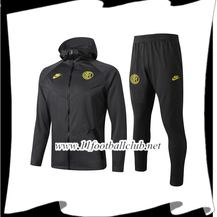 Le Nouveaux Veste A Capuche Survetement Foot Inter Milan Gris 2019/2020