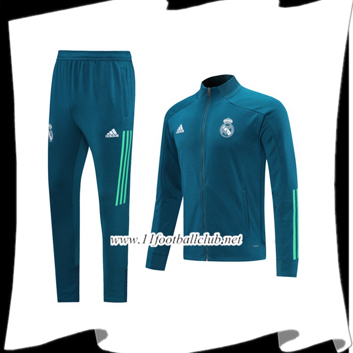 Le Nouveaux Ensemble Survetement de Foot - Veste Real Madrid Bleu 2020/2021
