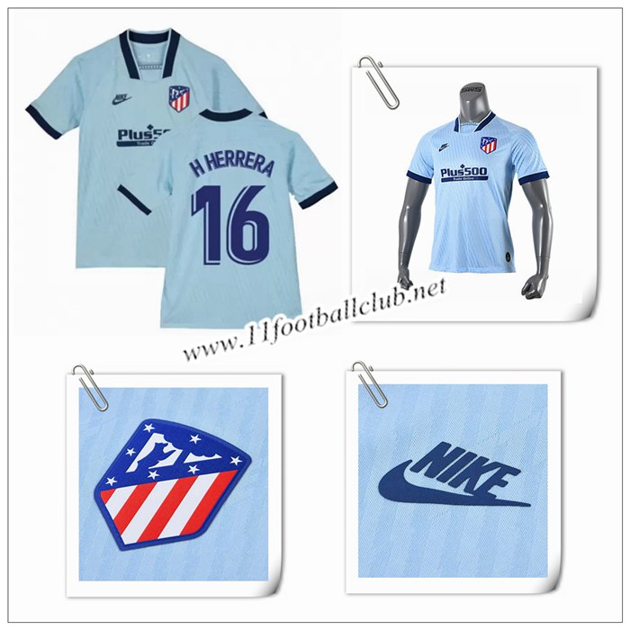 Le Nouveau Maillot du Atletico Madrid H Herrera 16 Enfant Third Bleu Clair 2019/20 Officiel