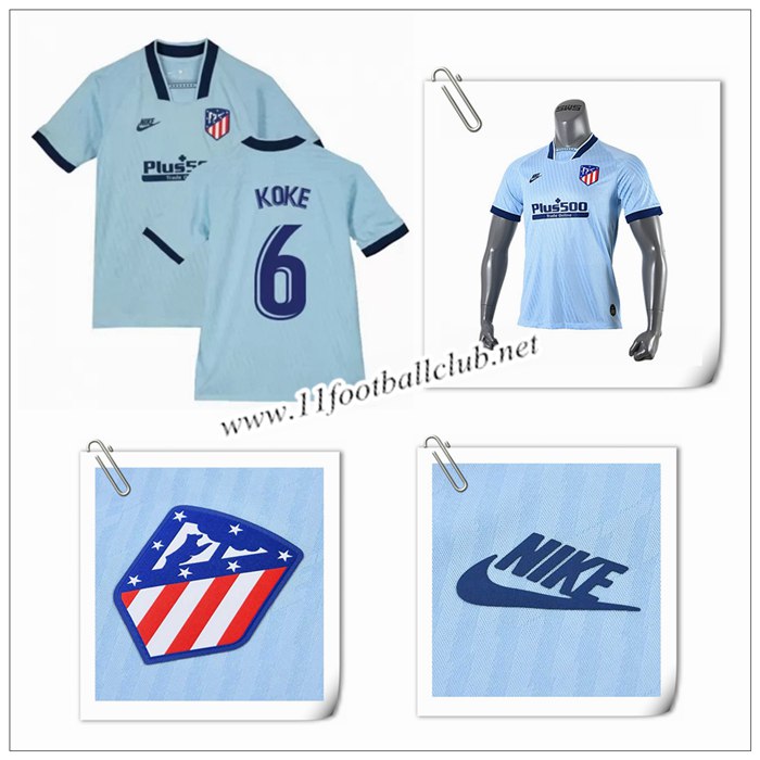 Le Nouveaux Maillot de Atletico Madrid KOKE 6 Enfant Third Bleu Clair 2019/20 Floqué