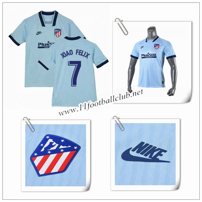 Le Nouveaux Maillot de Atletico Madrid Joao Felix 7 Enfant Third Bleu Clair 2019/20 Junior