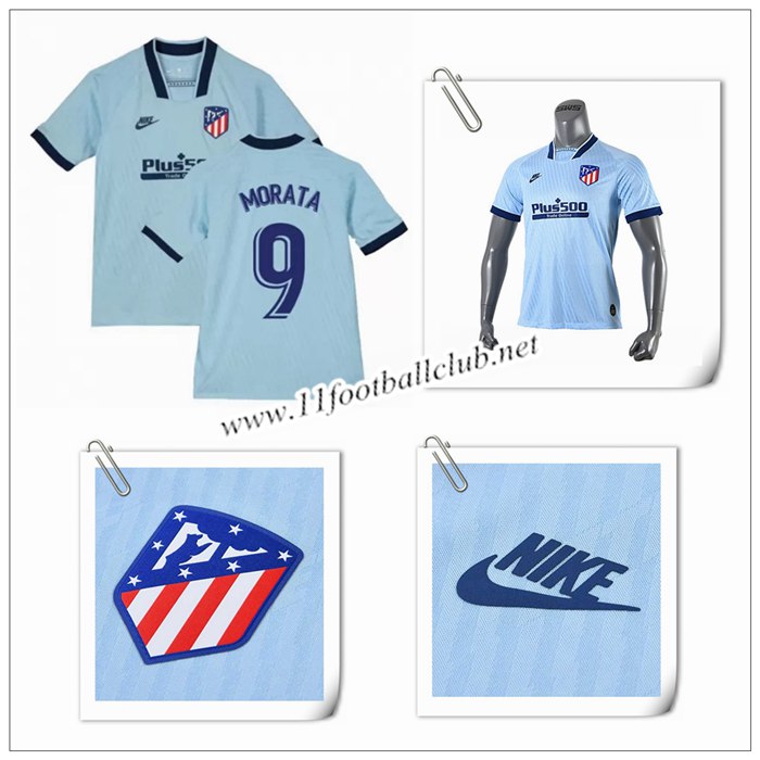 Le Nouveaux Maillot de Atletico Madrid Morata 9 Enfant Third Bleu Clair 2019/20 Authentic