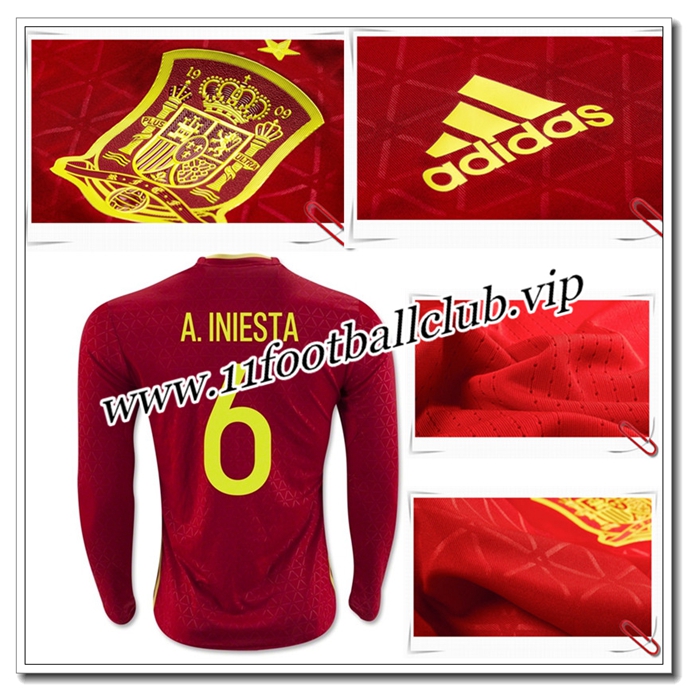 Espagne Maillot 2016 2017,Achat De Maillot de Foot A.INIESTA 6 Manche Longue Domicile Store Espagne Maillot 2016 2017,Achat De Maillot de Foot A.INIESTA 6 Manche Longue Domicile Store