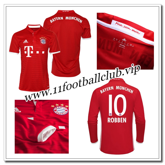Le Maillot de Bayern Munich,Nouveaux Maillot Bayern Munich Rouge ROBBEN 10 Manche Longue Domicile 2016 2017 Floqué Le Maillot de Bayern Munich,Nouveaux Maillot Bayern Munich Rouge ROBBEN 10 Manche Longue Domicile 2016 2017 Floqué