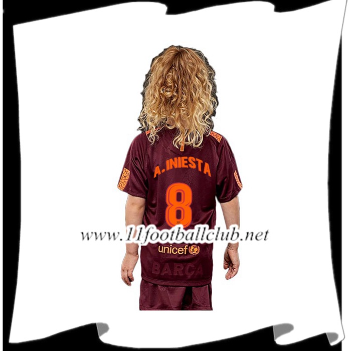 Le Nouveaux Maillot FC Barcelona A.INIESTA 8 Enfant Third 2017/2018 Flocage