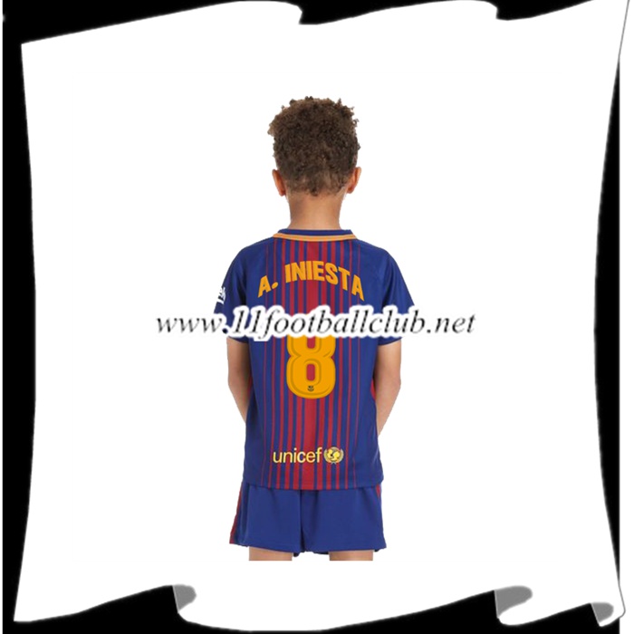 Le Nouveau Maillot FC Barcelone A.INIESTA 8 Enfant Domicile 2017/2018 Personnalisable
