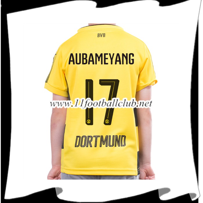 Le Nouveaux Maillot Dortmund BVB Aubameyang 17 Enfant Domicile 2017/2018 Flocage