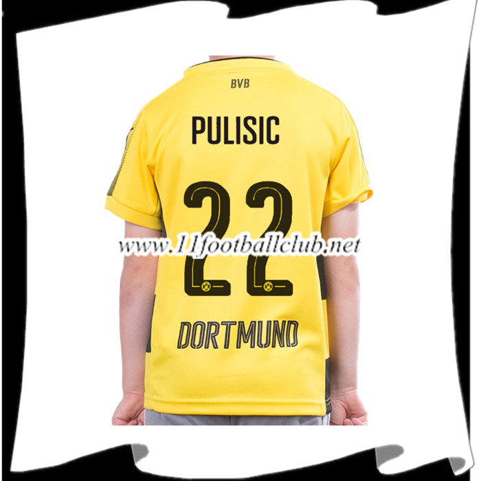Le Nouveau Maillot Dortmund BVB Pulisic 22 Enfant Domicile 2017/2018 Personnalisable