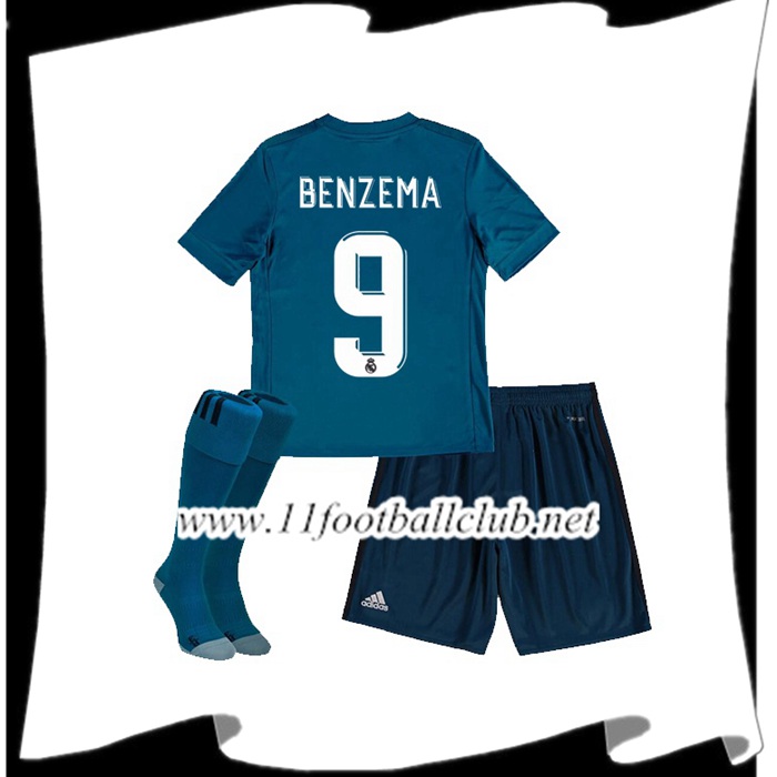 Le Nouveau Maillot Real Madrid BENZEMA 9 Enfant Third 2017/2018 Personnalisable