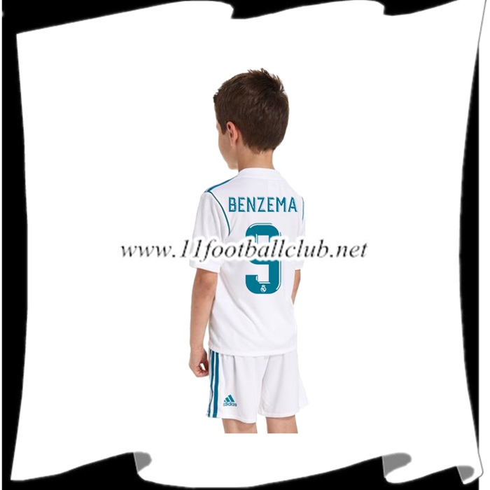 Le Nouveau Maillot Real Madrid BENZEMA 9 Enfant Domicile 2017/2018 Personnalisable