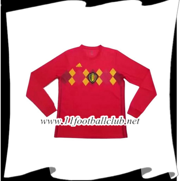 Soldes Maillot Equipe de Belgique Manche Longue Domicile 2018 2019 Pas Cher Eshop