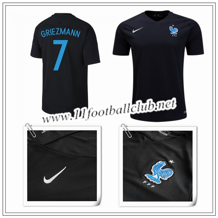 Le Nouveau Maillot du France Griezmann 7 Exterieur Noir 2017/2018 Personnalisé