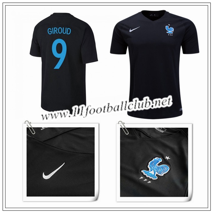 Le Nouveau Maillot du France Giroud 9 Exterieur Noir 2017/2018 Personnalisable