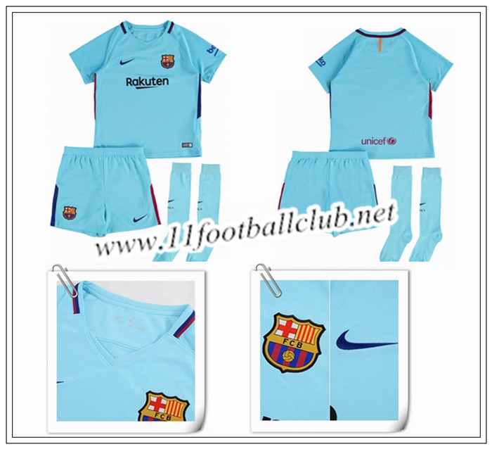 Le Nouveaux Maillot de Barcelone Enfant Exterieur Bleu clair 2017/2018 Flocage