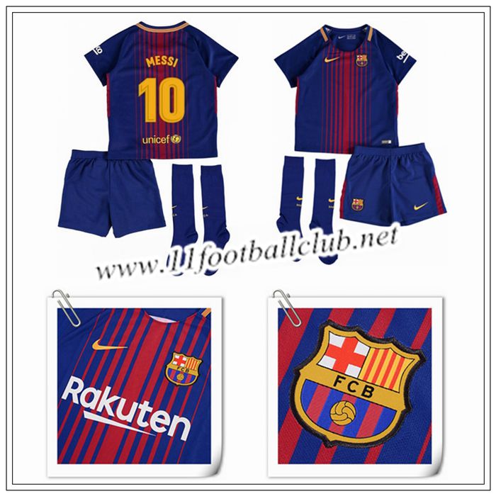 Le Nouveau Maillot du Barcelone MESSI 10 Enfant Domicile Rouge/Bleu 2017/2018 Personnalisable