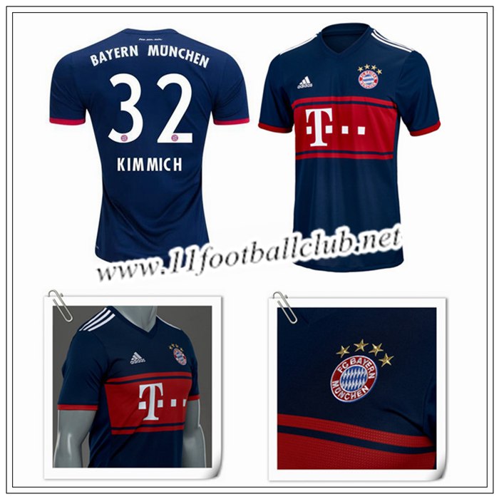 Le Nouveau Maillot du Bayern Munich Joshua Kimmich 32 Exterieur Bleu foncé 2017/2018 Personnalisable