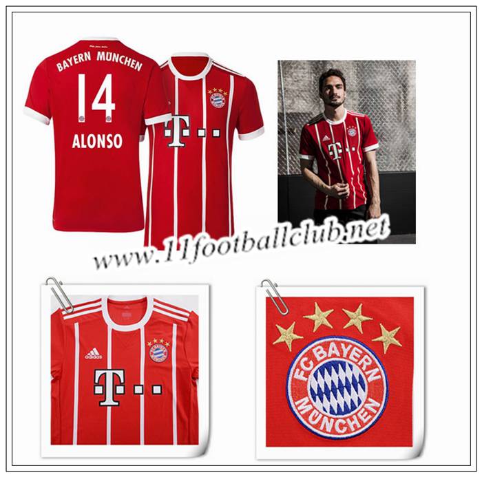 Le Nouveaux Maillot de Bayern Munich Xabi Alonso 14 Domicile Rouge 2017/2018 Junior