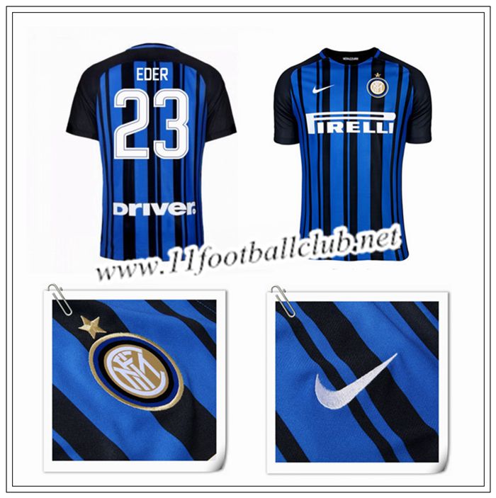 Le Nouveaux Maillot de Inter Milan Eder Martins 23 Domicile Bleu/Noir 2017/2018 Junior