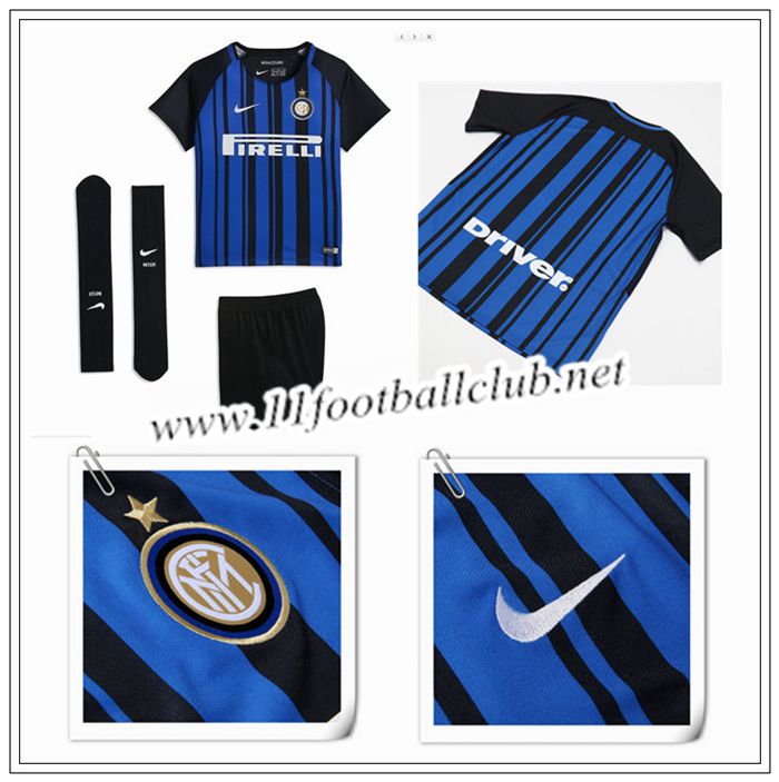 Le Nouveau Maillot du Inter Milan Enfant Domicile Bleu/Noir 2017/2018 Vintage
