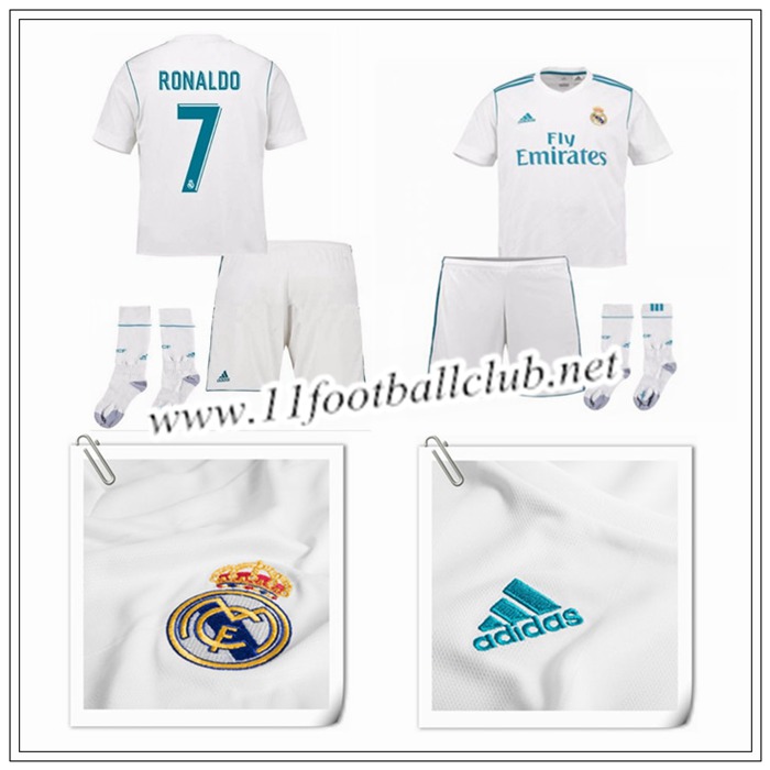 Le Nouveau Maillot du Real Madrid Ronaldo 7 Enfant Domicile Blanc 2017/2018 Vintage