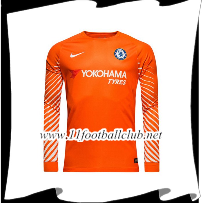Le Nouveau Maillot de Foot Gardien FC Chelsea Orange Manche Longue 2017/2018 Vintage