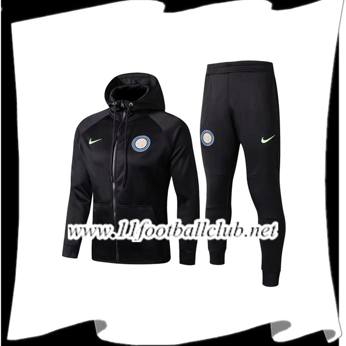 Le Nouveaux Sweat a Capuche Survetement Foot Inter Milan Noir 2017/2018 Ensemble Authentic