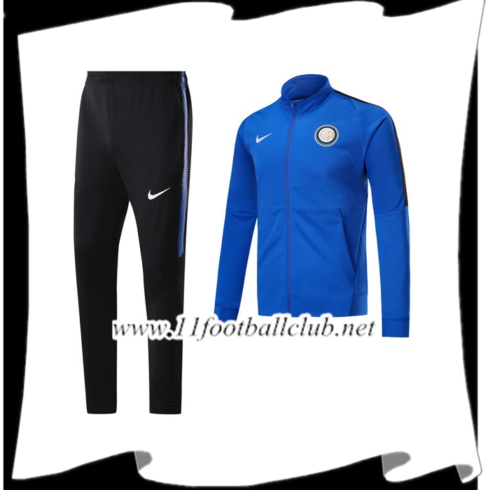 Le Nouveau Survetement de Foot Inter Milan Bleu Ensemble - Veste 2017/2018 Vintage