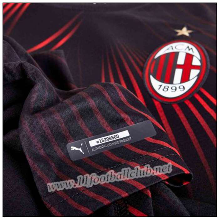 Maillot de Foot Milan CUTRONE 63 Enfant Noir/Rouge Third 2019 2020 Pas Cher | 11footballclub Du Chine