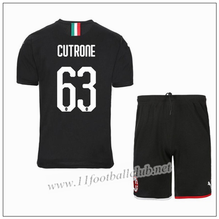 Officiel Nouveaux Maillot Milan AC CUTRONE 63 Enfant Third Noir/Rouge Puma 19/20 Personnalisé